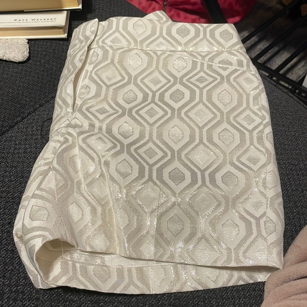 Perfect Condition WHBM Shimmery Silver and Black 5-inch Shorts
